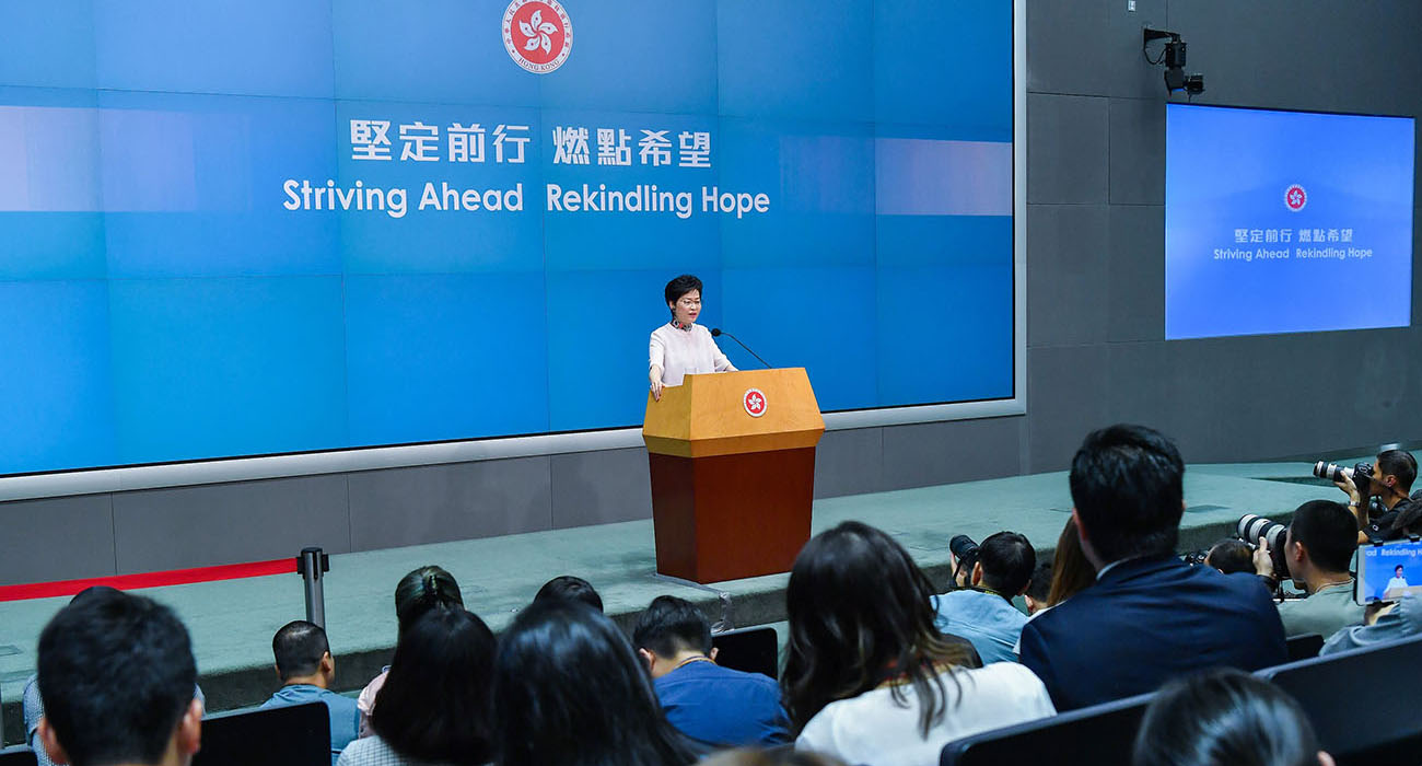 The Chief Executive, Mrs Carrie Lam, hosts a press conference on The Chief Executive's 2018 Policy Address on October 10.