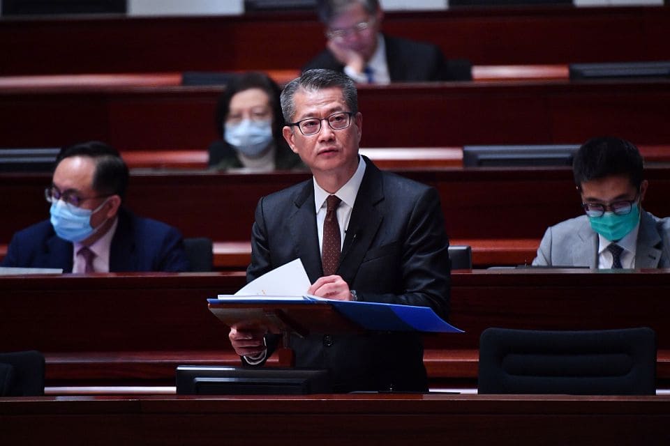 The Financial Secretary, Mr Paul Chan, delivers the 2020-21 Budget in the Legislative Council, on February 26, 2020.